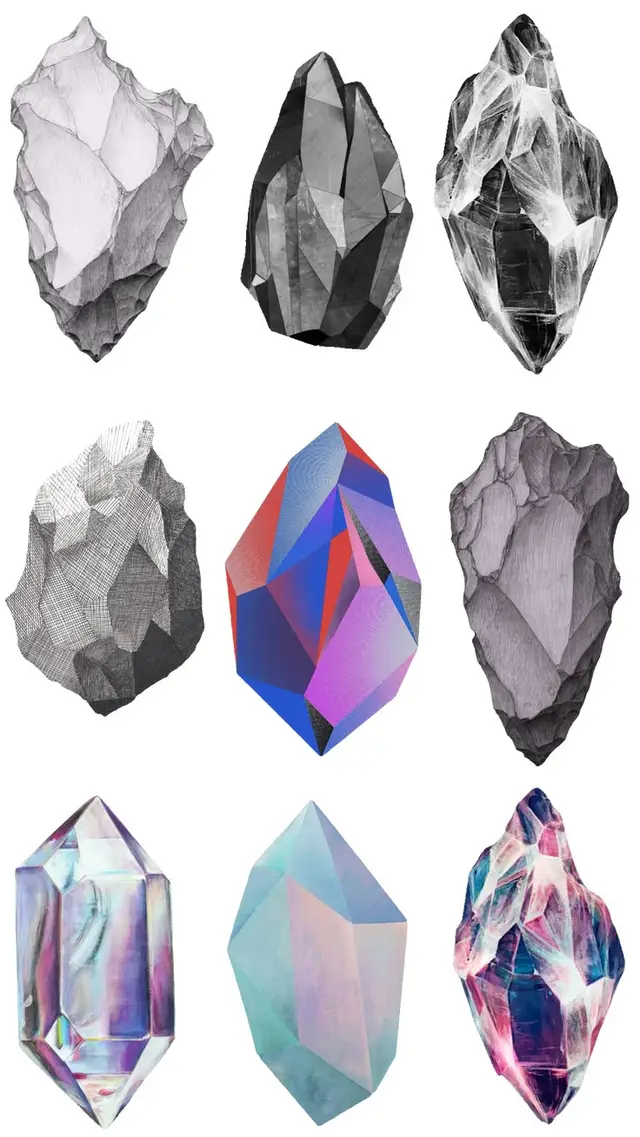 Nine Crystal and Gemstone Studies — Sketches to Iridescent Renders