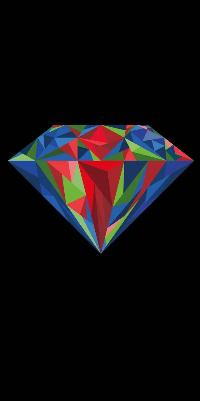 Low‑poly multicolor diamond vector on black background