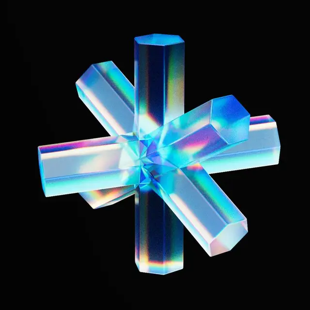 Iridescent Hexagonal-Prism Crystal Star — 3D Render