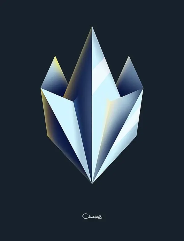 Geometric Faceted Crystal Emblem (digital poster)