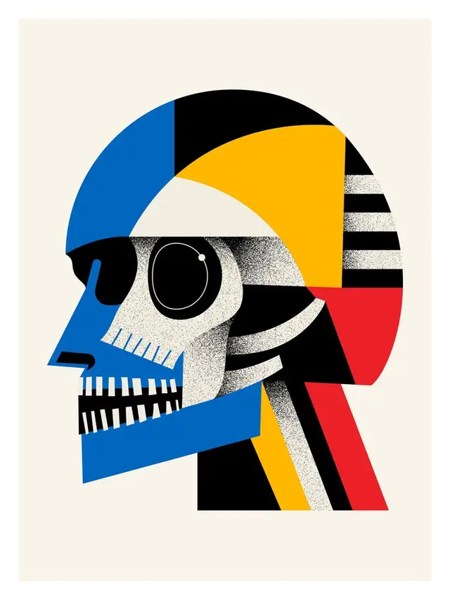Geometric Pop-Color Skull Profile Poster