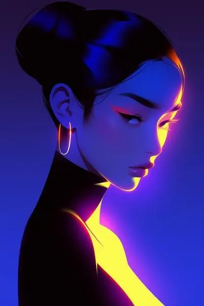 Neon-Edge Profile — Digital Portrait with Rim Lighting