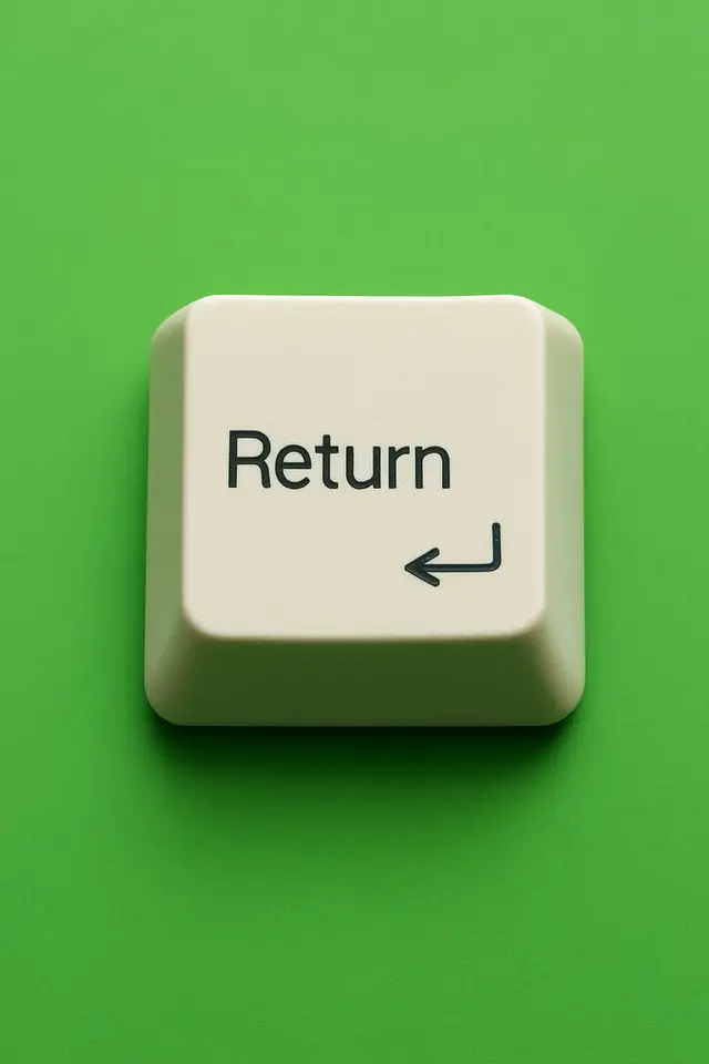 Cream 'Return' keyboard key on bright green background