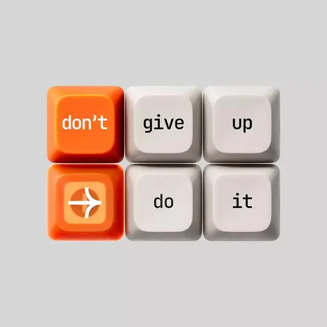 Motivational Keycap Graphic — "Don't give up, do it" (orange & white)