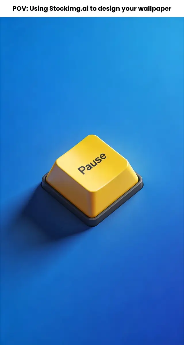 Yellow "Pause" Keycap on Blue Gradient Wallpaper (POV: Using Stocking.ai)