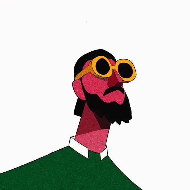 Geometric Portrait with Yellow Round Sunglasses