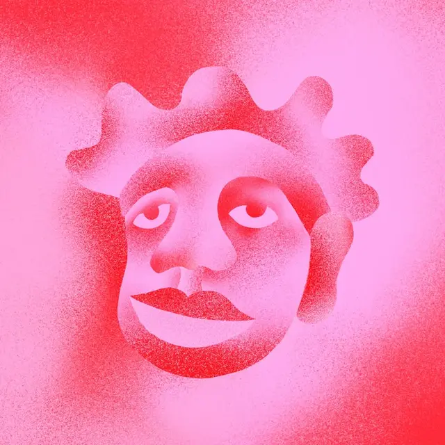 Stippled Pink Surreal Face Illustration