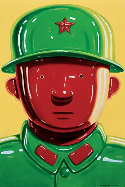 Pop-art Glossy Soldier with Green Helmet and Red Star