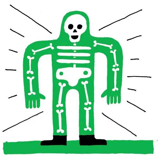 Green Skeleton Humanoid — Hand‑drawn Illustration