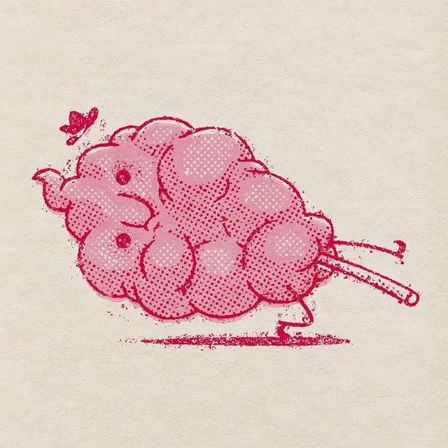 Halftone Pink Raspberry‑Elephant Illustration on Cream Paper
