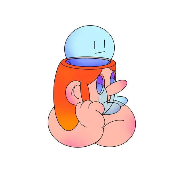 Surreal Cartoon Bust with Translucent Thought Bubble