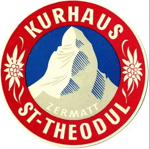 Vintage Kurhaus St-Theodul Zermatt Travel Sticker (circular)