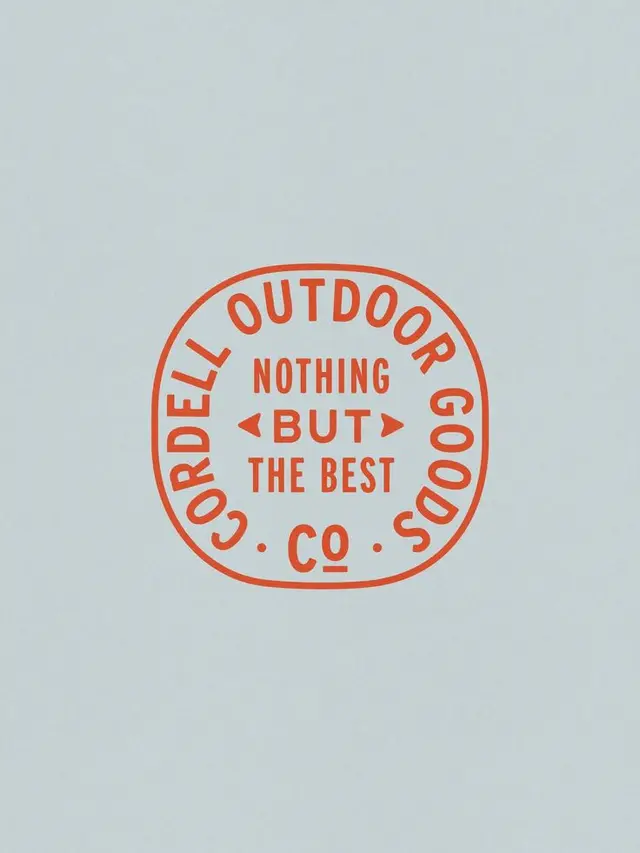 Cordell Outdoor Goods circular badge logo — orange on pale blue