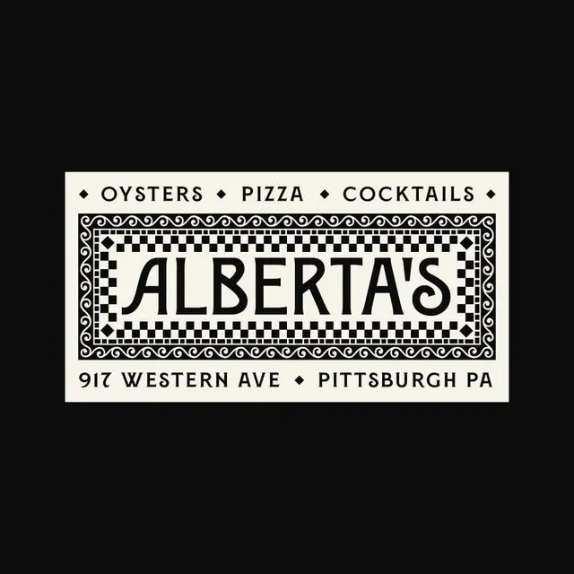 ALBERTA'S — vintage black-and-cream restaurant sign, 917 Western Ave, Pittsburgh PA