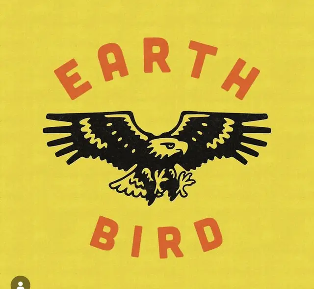 Vintage "EARTH BIRD" eagle t-shirt graphic on mustard yellow