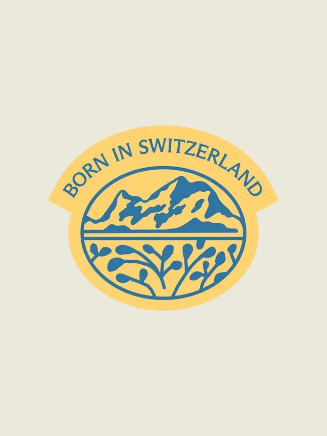 Born in Switzerland — Yellow & Blue Alpine Badge