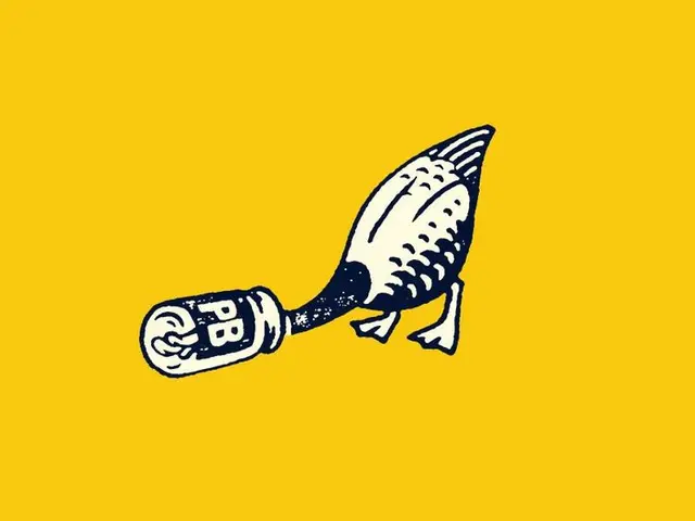PB Jar Bird — Retro Two‑Color Illustration on Mustard Yellow