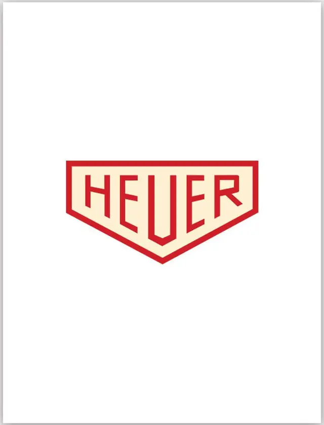 Vintage Heuer Shield Logo — Red Art‑Deco Badge on Cream