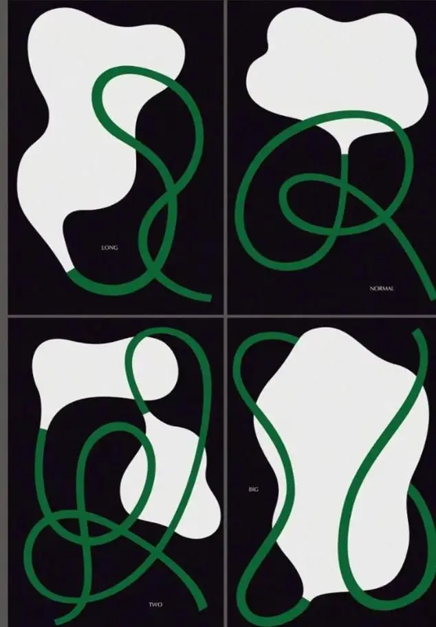 Abstract 2x2 Poster — Green Loop Over White Organic Blobs