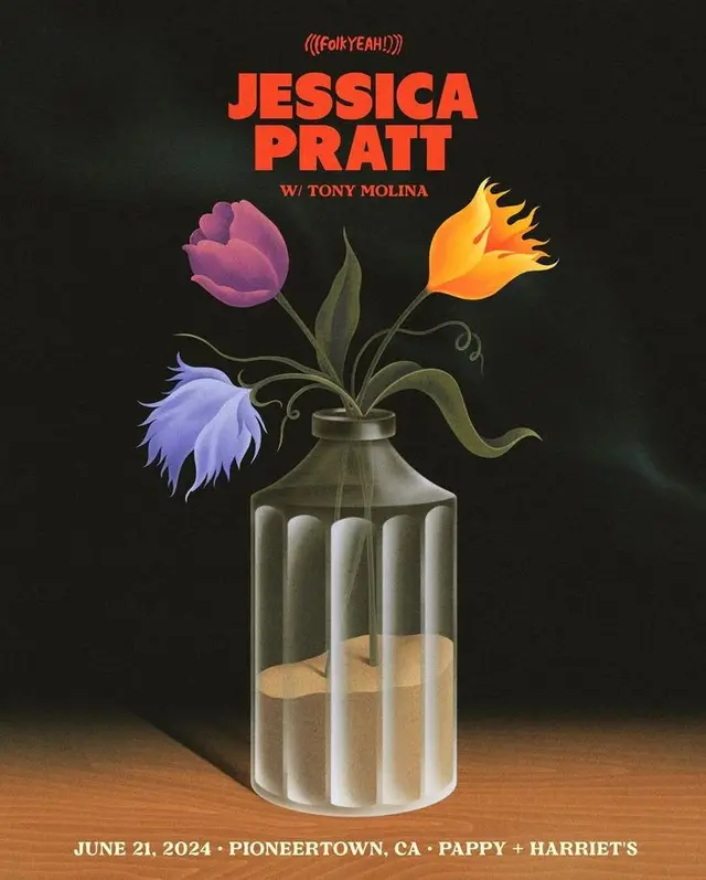 Jessica Pratt concert poster — floral bottle illustration