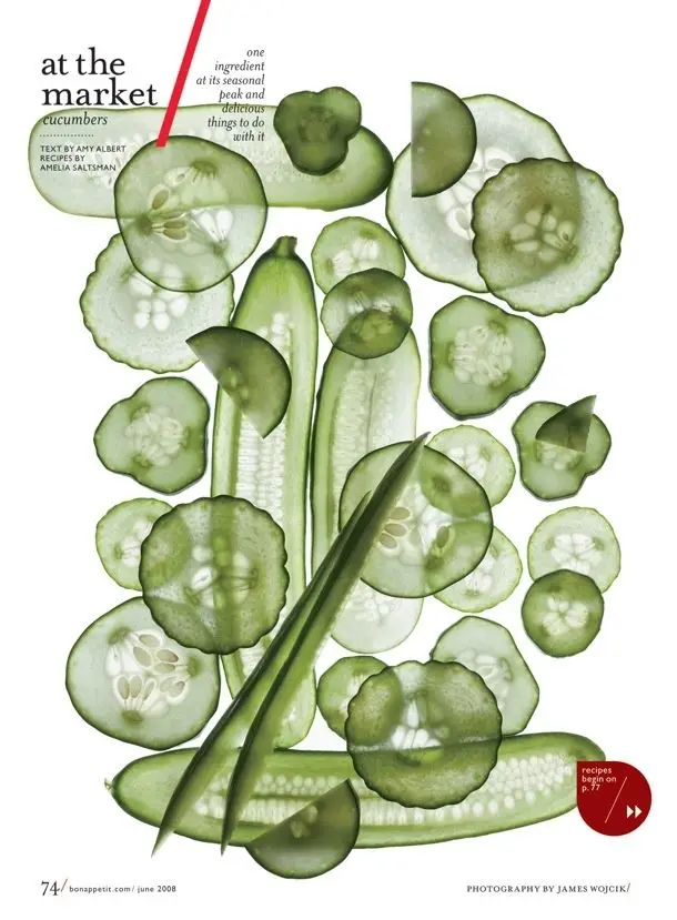 Bon Appétit — At the Market: Cucumbers (magazine page, June 2008)