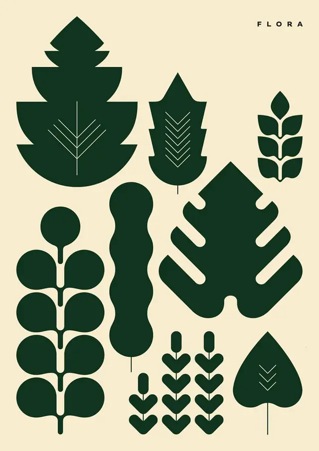 FLORA — Minimal Mid‑Century Botanical Poster