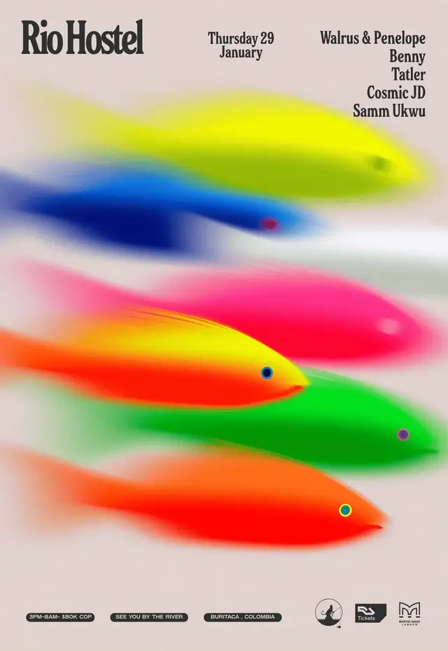 Rio Hostel — Buritaca river party poster (Thursday 29 January)