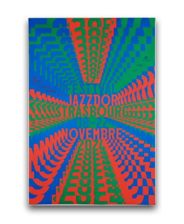 Op‑Art Poster — Festival Jazzdor Strasbourg, Novembre 2021
