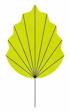 Minimal Neon Yellow Leaf Illustration with Radial Veins