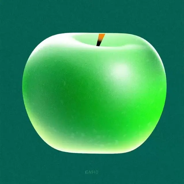 Glossy Green Apple — Minimal 3D Fruit Illustration