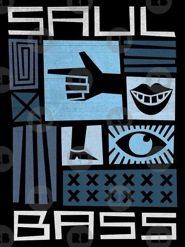 Saul Bass–style geometric poster with icons