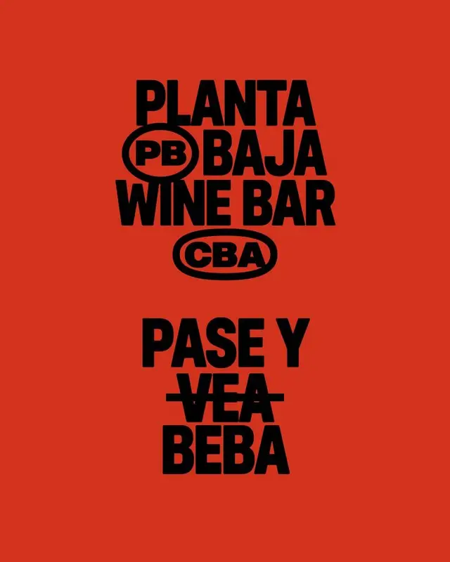 Planta Baja Wine Bar — bold red typographic poster