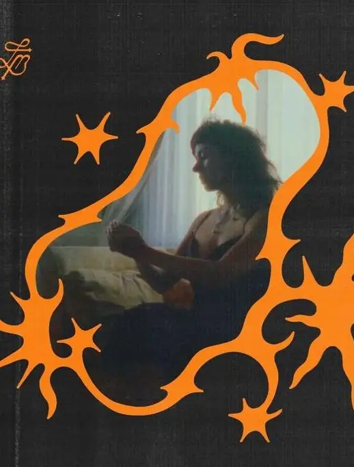 Backlit Portrait Framed by Orange Psychedelic Border