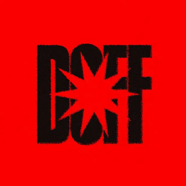 Stencil-style 'DAFT' typography with red star negative space