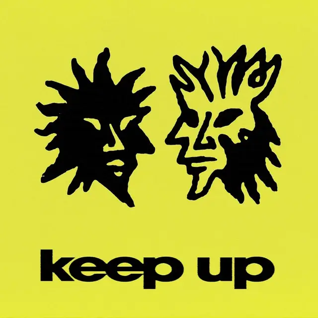 Keep Up — High-Contrast Poster with Two Stylized Sun Faces