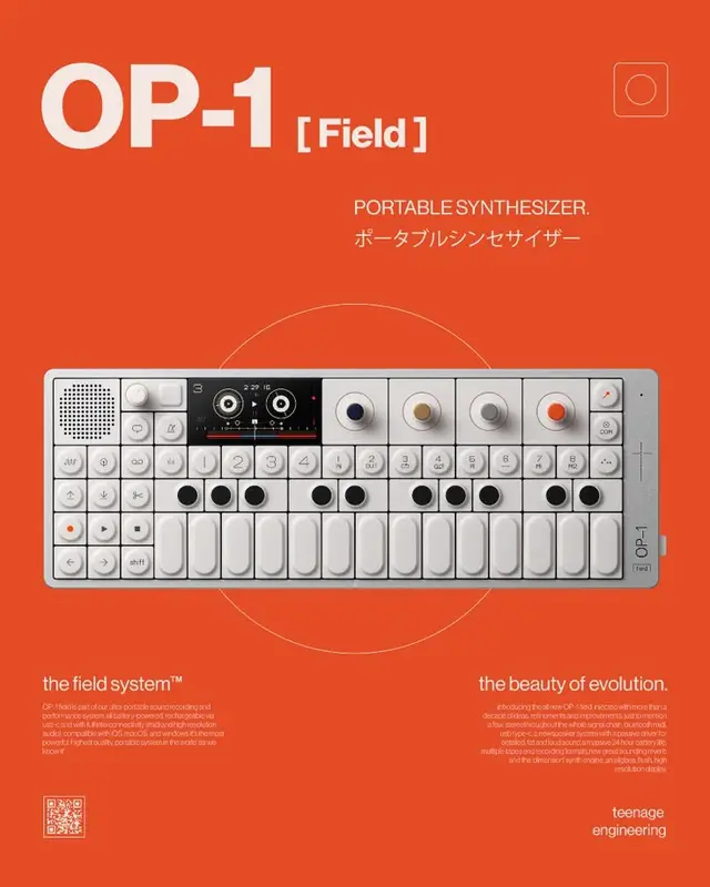 Teenage Engineering OP-1 Field — Portable Synthesizer product poster (orange)