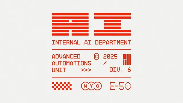 Internal AI Department insignia — red typographic badge (2025)