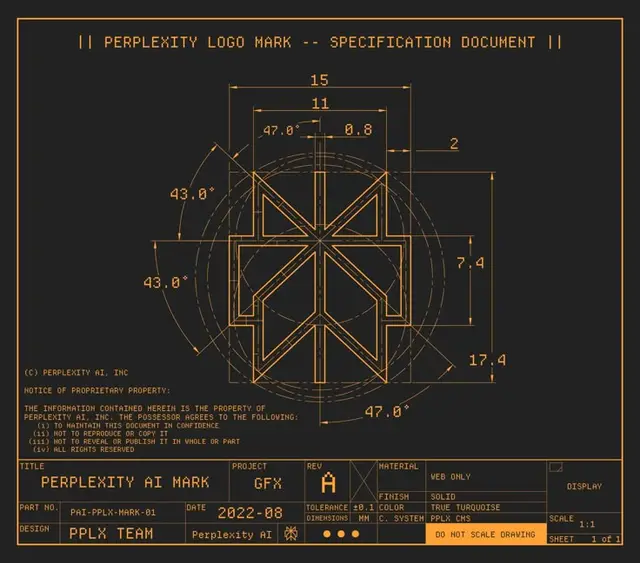 Perplexity AI Mark — blueprint-style logo specification