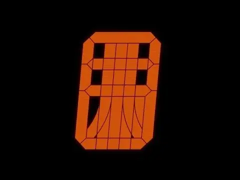 Stylized orange seven-segment digit '8' on black background