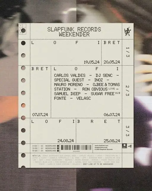 Slapfunk Records Weekender — perforated ticket-style poster