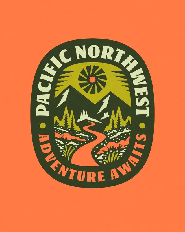 Pacific Northwest adventure badge illustration