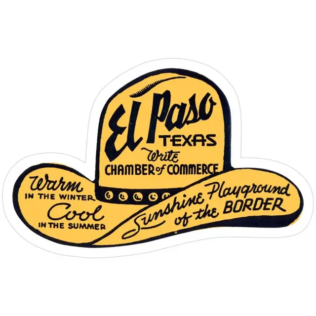 Vintage El Paso, Texas cowboy-hat tourism sticker