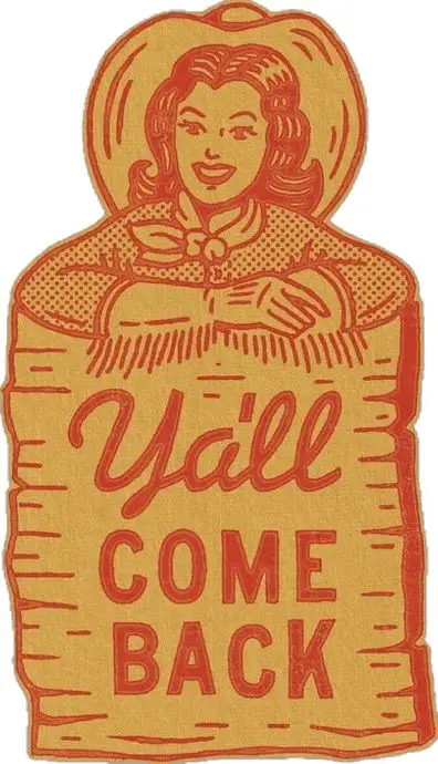 Vintage-style 'Y'all Come Back' Western Cowgirl Welcome Sign