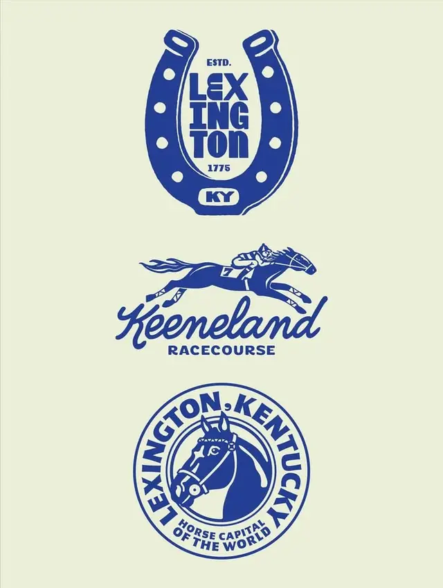 Vintage Lexington & Keeneland Horse Racing Logos — Blue on Cream