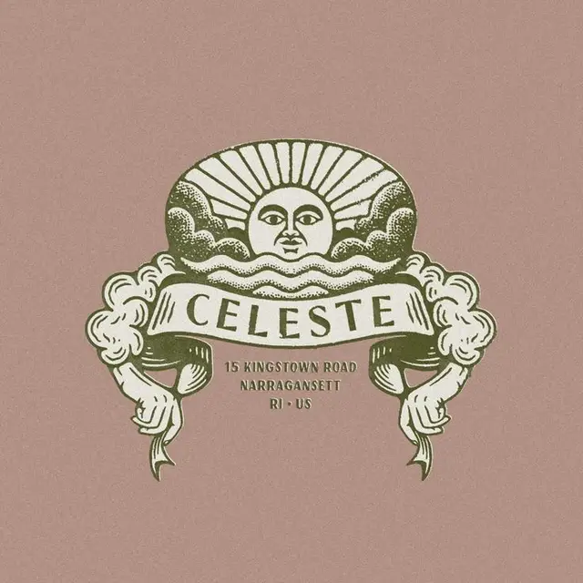 CELESTE vintage sun emblem with Narragansett address
