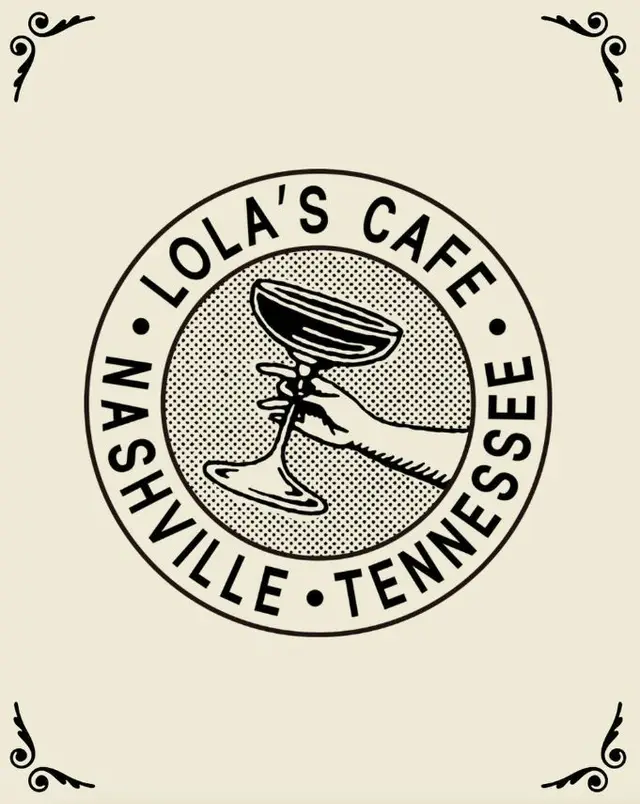 Lola's Cafe (Nashville, Tennessee) vintage circular logo with coupe glass