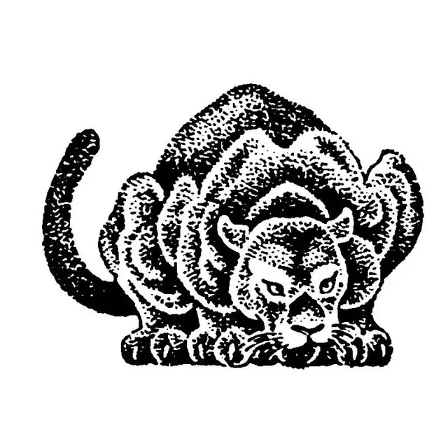 Crouching Panther Stipple Illustration
