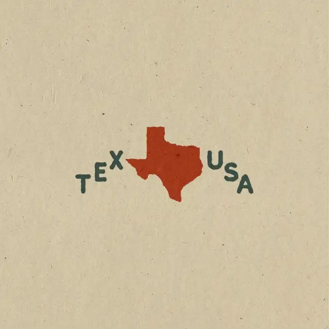 Minimal stamped Texas silhouette on kraft paper — "TEX USA"