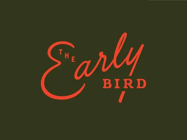 The Early Bird — hand-lettered wordmark on olive background