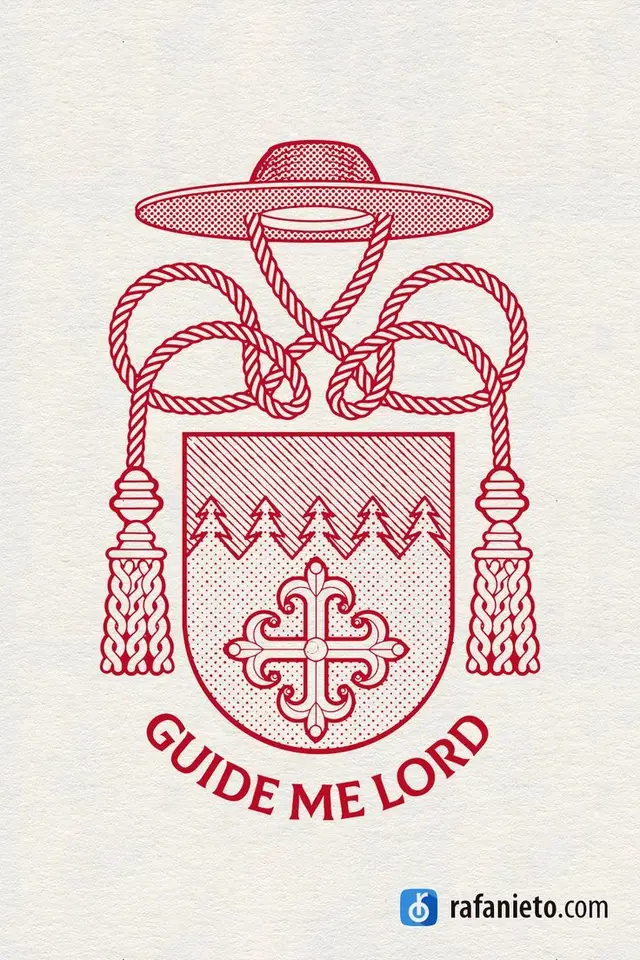 Heraldic coat of arms with galero hat — "GUIDE ME LORD"